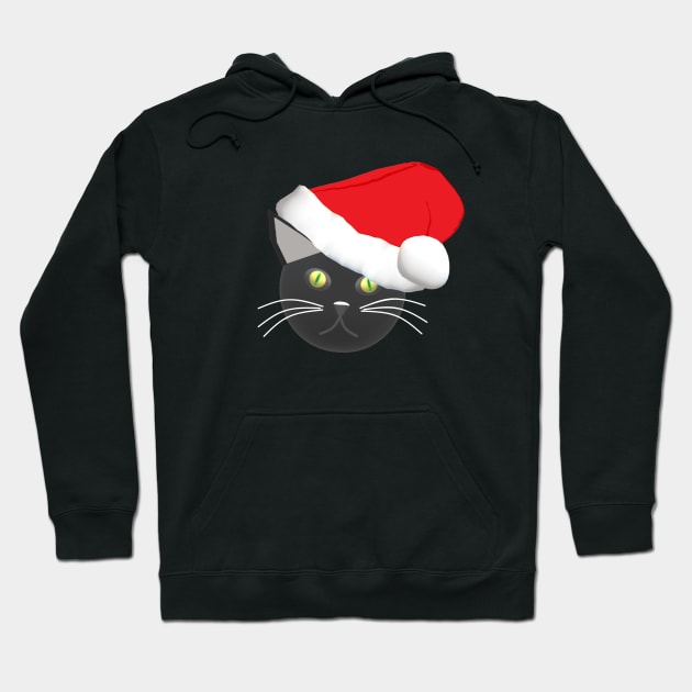 Christmas Kitty Cat Wearing a Santa Hat (Black Background) Hoodie by Art By LM Designs 